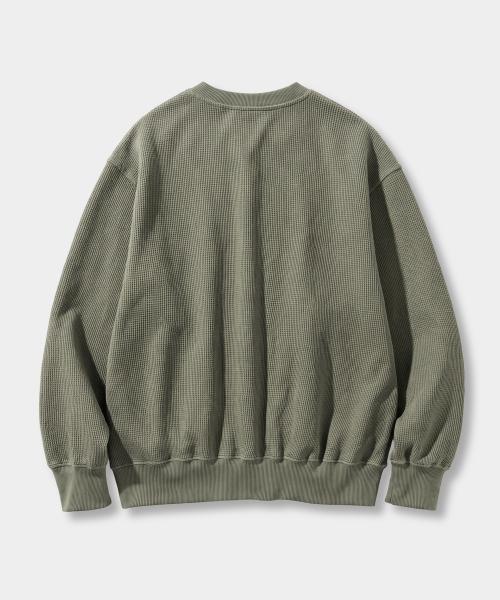 REGULAR WAFFLE HENLEY NECK T-SHIRT_4 COLOR