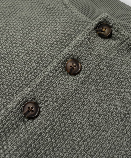 REGULAR WAFFLE HENLEY NECK T-SHIRT_4 COLOR