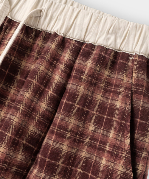 ONE-TUCK PLAID CHECK BANDING PANTS_2 COLOR