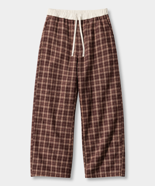 ONE-TUCK PLAID CHECK BANDING PANTS_2 COLOR