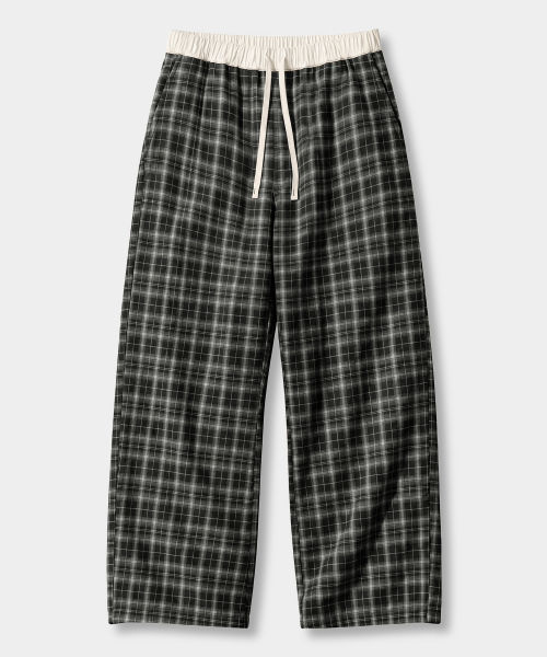 ONE-TUCK PLAID CHECK BANDING PANTS_2 COLOR