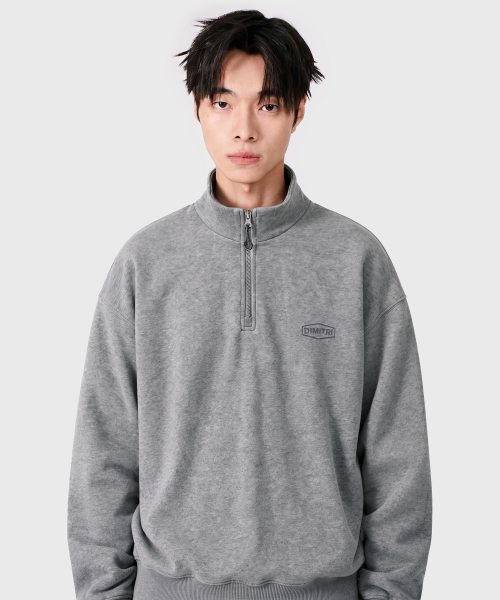MOCK NECK QUARTER ZIP-UP SWEATSHIRT_3 COLOR