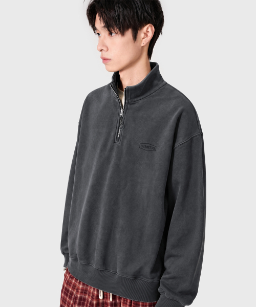 MOCK NECK QUARTER ZIP-UP SWEATSHIRT_3 COLOR
