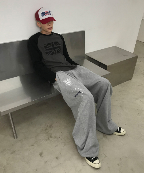 크레스트 와이드 스웨트 팬츠[그레이]