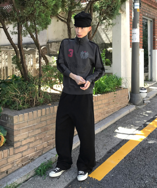 트랙 하프집업 스웨트 셔츠[차콜]