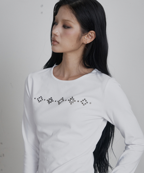 C SQUARE STUD SLIM FIT T-SHIRT_WHITE
