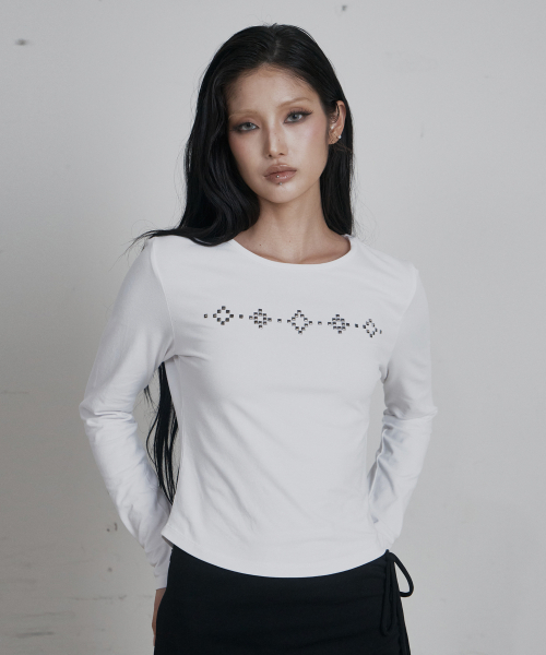 C SQUARE STUD SLIM FIT T-SHIRT_WHITE
