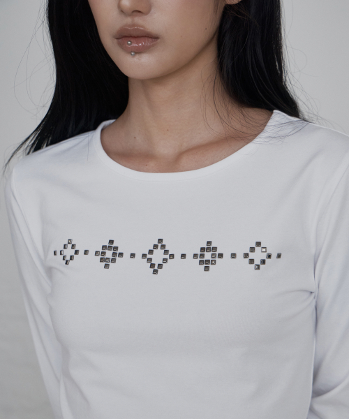 C SQUARE STUD SLIM FIT T-SHIRT_WHITE