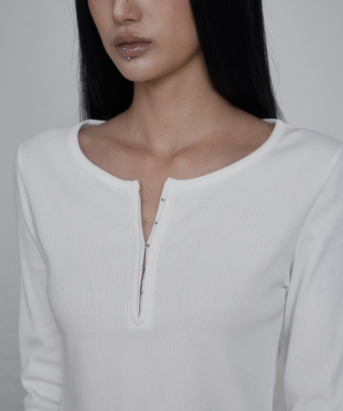 C HOOK FRONT OPEN T-SHIRT_WHITE