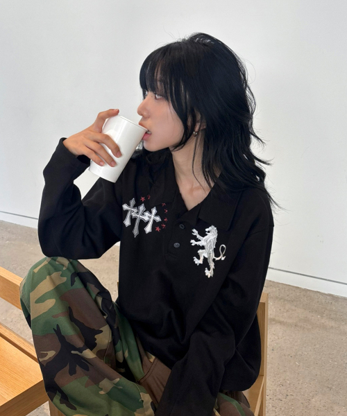 라이온 폴로 롱 슬리브[블랙]