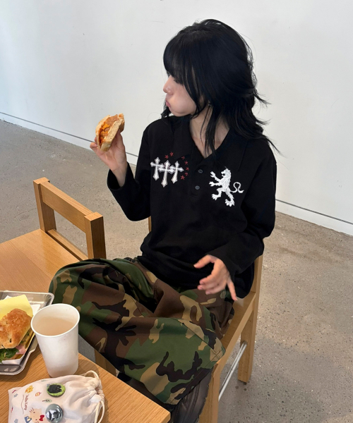라이온 폴로 롱 슬리브[블랙]