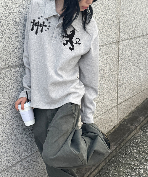 라이온 폴로 롱 슬리브[그레이]