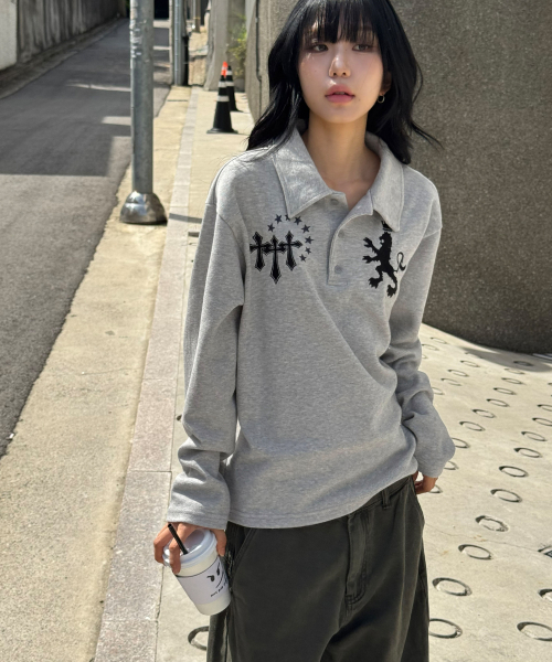 라이온 폴로 롱 슬리브[그레이]