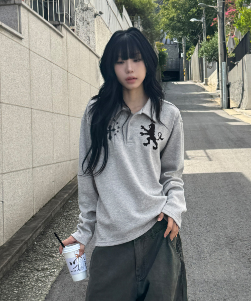 라이온 폴로 롱 슬리브[그레이]