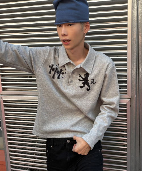 라이온 폴로 롱 슬리브[그레이]