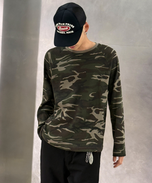카모 래글런 롱 슬리브[그린]