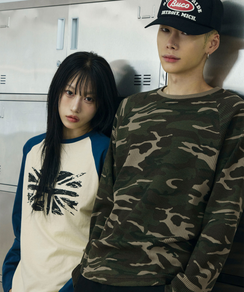 카모 래글런 롱 슬리브[그린]