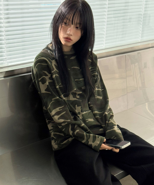 카모 래글런 롱 슬리브[그린]