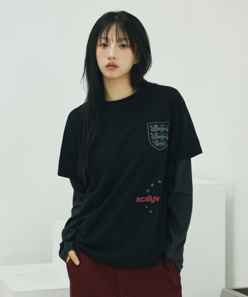 스트라이프 레이어드 롱 슬리브[블랙]