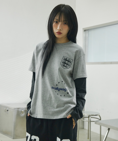 스트라이프 레이어드 롱 슬리브[그레이]