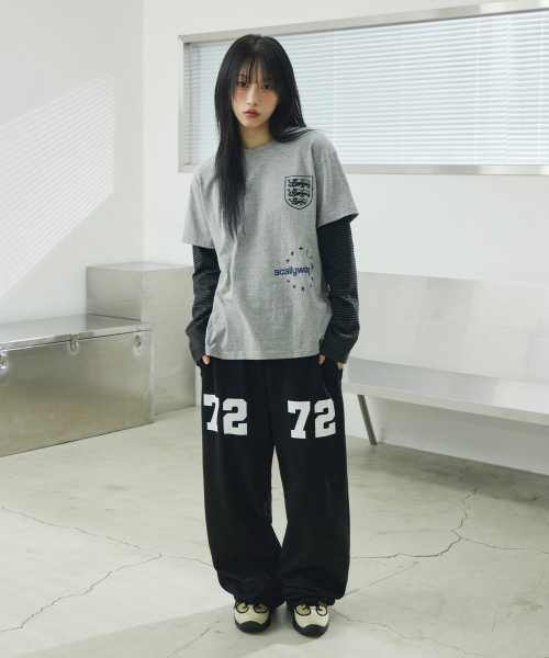 스트라이프 레이어드 롱 슬리브[그레이]