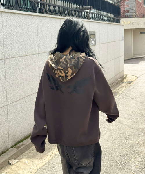 후드 레이어드 롱 슬리브[브라운]