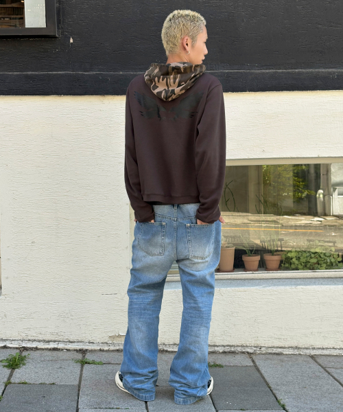 후드 레이어드 롱 슬리브[브라운]