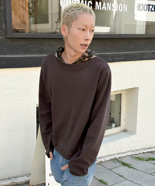 후드 레이어드 롱 슬리브[브라운]