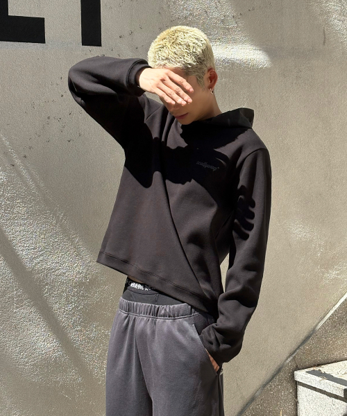 후드 레이어드 롱 슬리브[블랙]