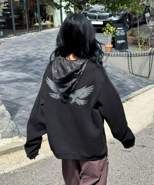 후드 레이어드 롱 슬리브[블랙]