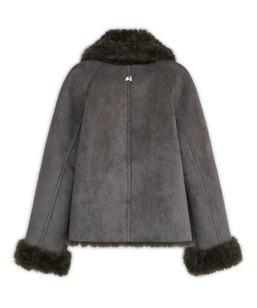 Double button shearing fur mustang (Charcoal)