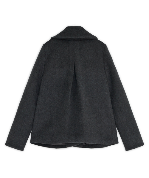Oblique collar half coat (Charcoal)