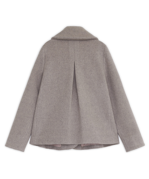 Oblique collar half coat (Pink beige)