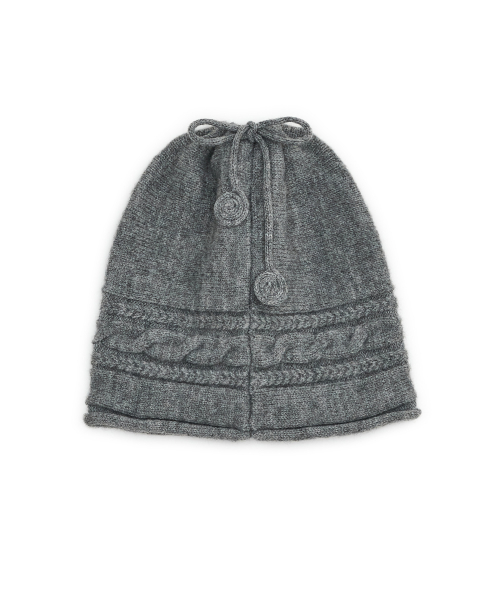 Button cable knit string beanie (Melange)