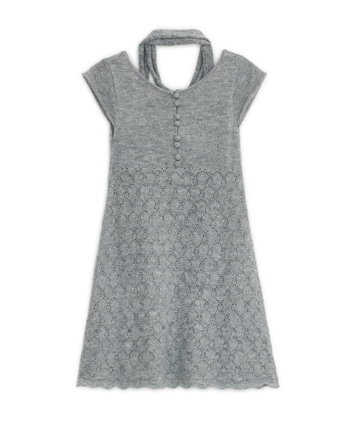 Pointelle reversible knit dress (Gray)