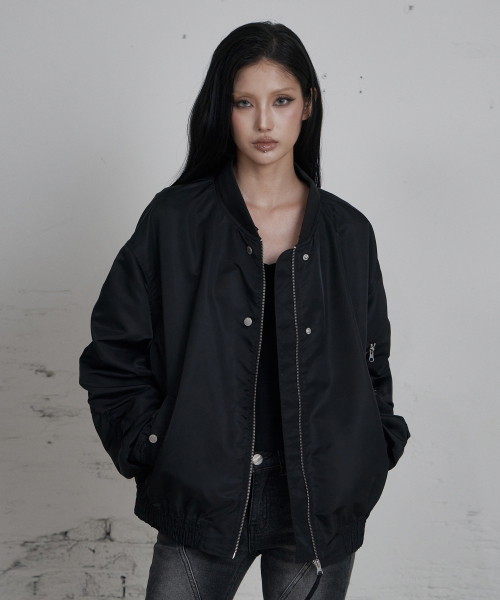 C TWO-WAY HOOD SHIRRING MA-1_BLACK