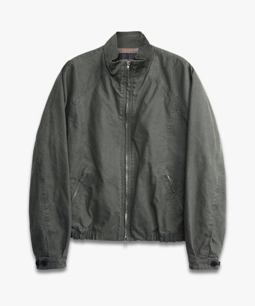 Binding High Neck Cotton Jacket KHAKI