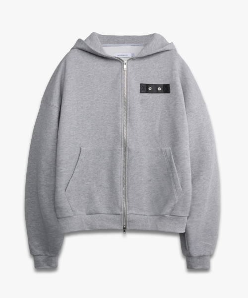 Leather Point Hooded Zip-Up MELANGE GREY