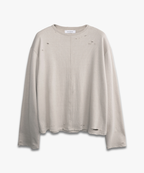 Vintage Damage Lettering Long Sleeve BEIGE