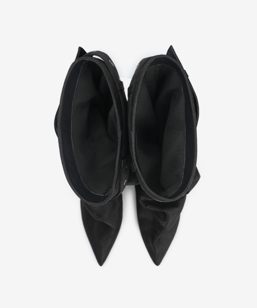 305 buckle slouchy boots  / black