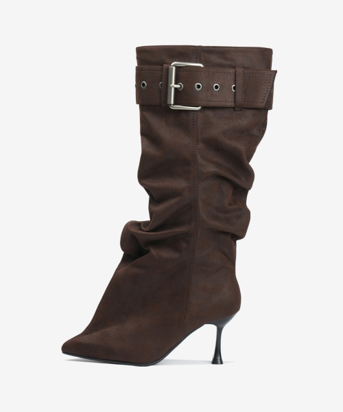 305 buckle slouchy boots  / brown