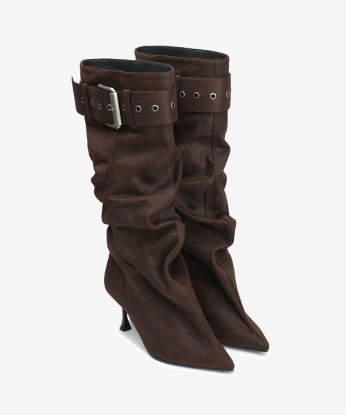 305 buckle slouchy boots  / brown