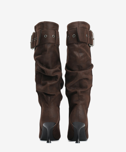 305 buckle slouchy boots  / brown