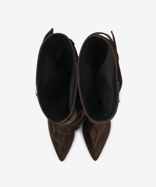 305 buckle slouchy boots  / brown