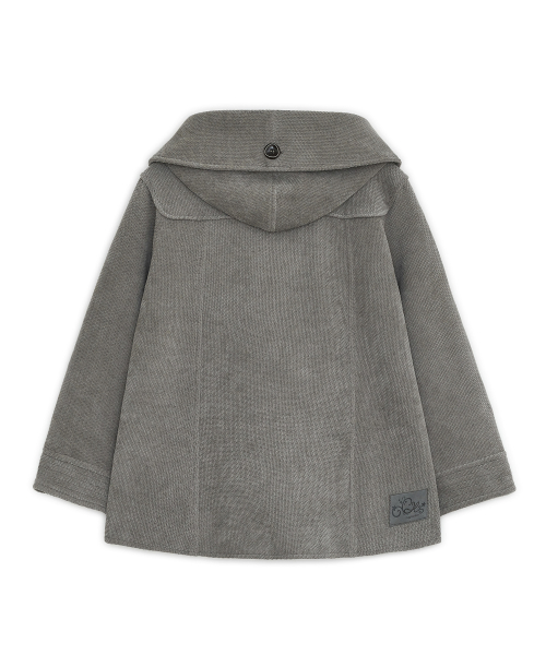 Hooded double button capri jacket (Gray)