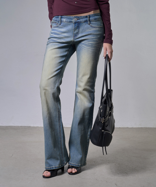 WASHED BOOTCUT PANTS (MID BLUE) F26ZD473