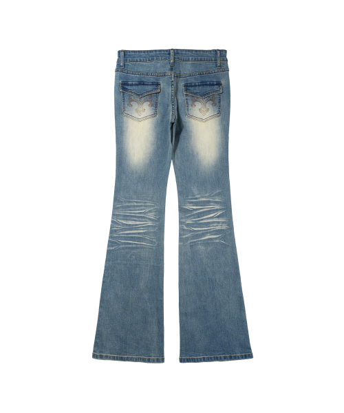WASHED BOOTCUT PANTS (MID BLUE) F26ZD473