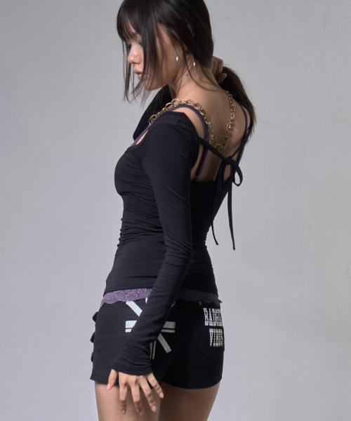 LACE LAYERED LONG SLEEVE (BLACK) F26ZB522