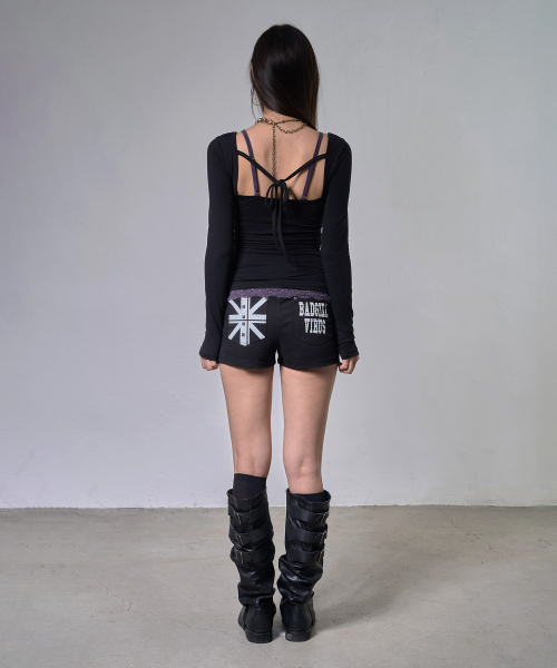 LACE LAYERED LONG SLEEVE (BLACK) F26ZB522