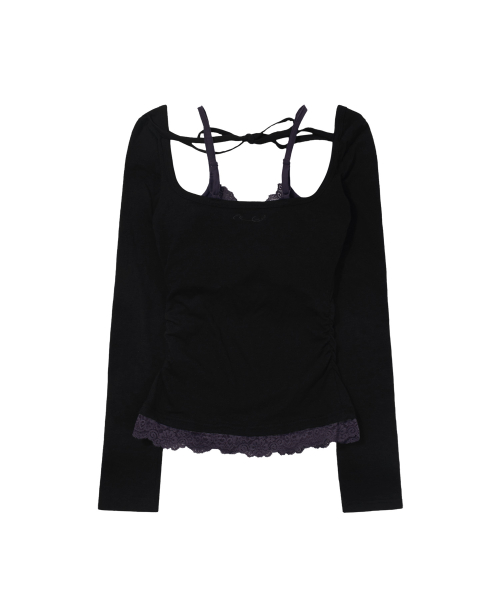 LACE LAYERED LONG SLEEVE (BLACK) F26ZB522